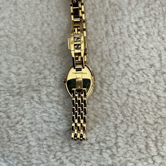 BEAUTIFUL TORY BURCH MOTHER OF PEARL PAVE EMBELLISHED GOLD TONE WATCH - Picture 7 of 16